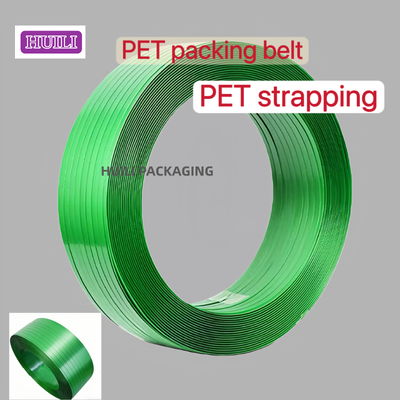 High-speed 16mm PET Strapping Belt  Green PET Packaging Belt with 100% PET bottle flakes
