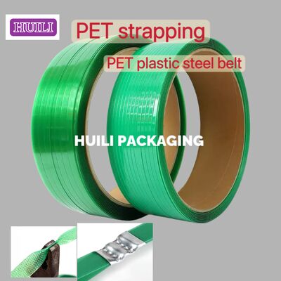 PET strapping belt 9-25mm green PET plastic steel strapping band for brick factories bundling strap
