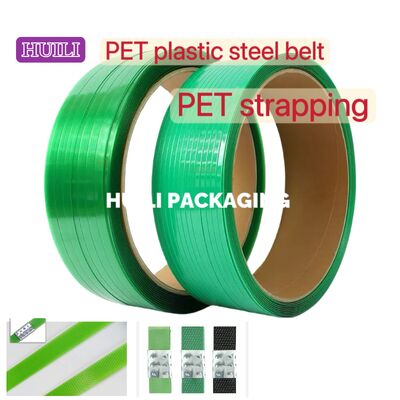 9-32mm Green PET Strapping band PET Bundling belt Manual / Automatic PP PET Packaging belt / strap