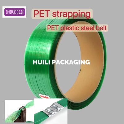 Hot-selling PET strapping belt 9-25 mm green PET packaging belt made from 100% recycled PET material