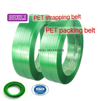 High tensile strength 19mm width PET strapping belt made from 100% PET bottle flakes for heavy-duty packaging