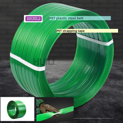 Green PET Packing Band For Machines , Bright Colors PET Strapping Belt 20kg/roll